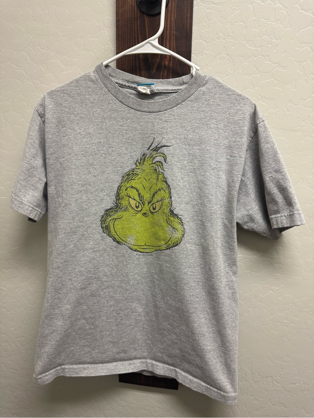 Gray Short Sleeve Tee with Green Grinch Graphic